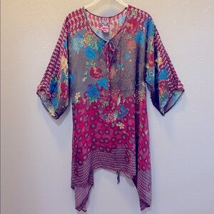 Johnny Was Boho Tiered Whimsical Tunic Dress Top Women’s Large XL